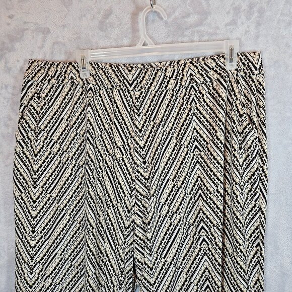 Lane Bryant 22/24 Print Wide-Leg Pants Elastic Waist Black White Career date - Picture 8 of 12